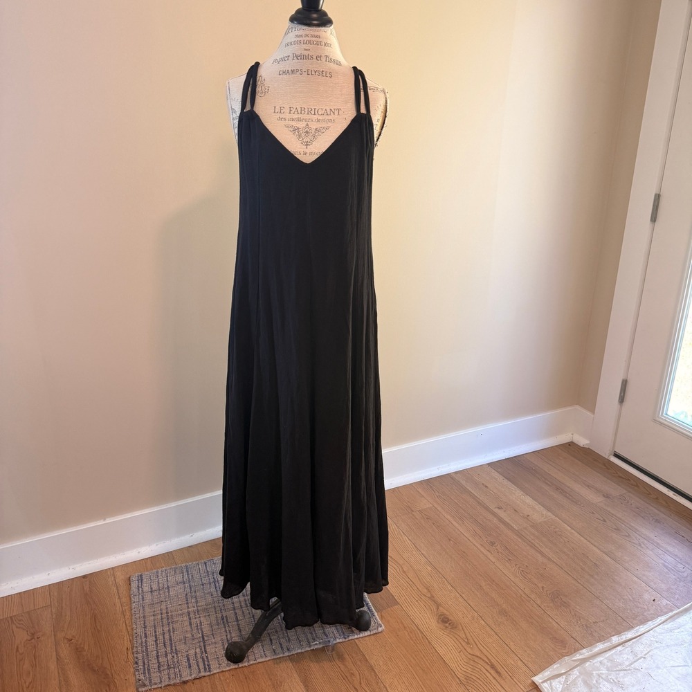 Garnet Hill Women's Black Maxi Sun Dress Size XL‎